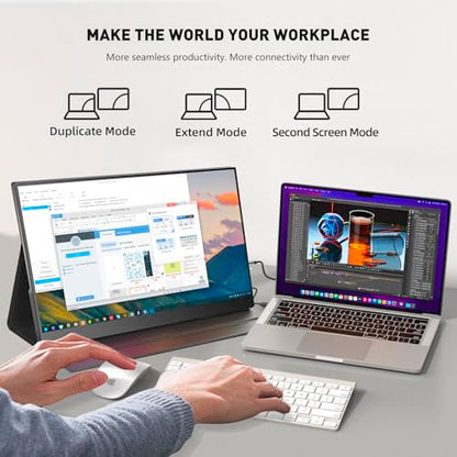 Portable Monitor 18.5 Inch IPS Display, FHD 1080p 100Hz 100% sRGB Laptop Screen Extender, HDR HDMI USB-C VESA Travel Monitor for Laptop PC Mac Phone, PS4/5, Xbox, Switch