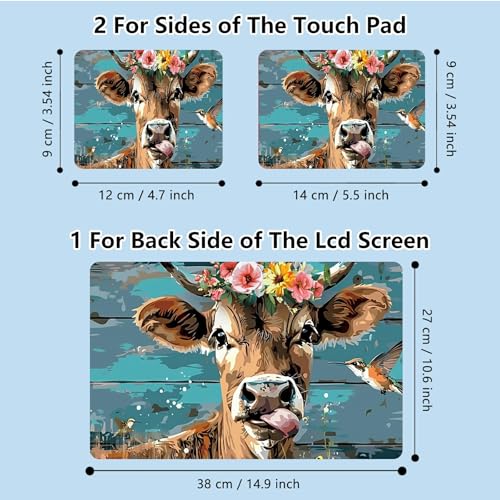 Universal Laptop Skin Sticker with 2 Wrist Pad Skins, Waterproof Scratch Resistant Vinyl Laptop Cover Decal, Cut to Fit for 11–15.6 Inch MacBook HP Dell Lenovo, Dairy Cattle Flower - color: Dairy Cattle Flower