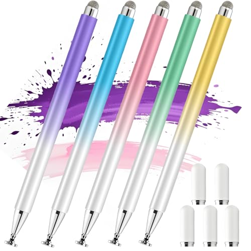 Stylus Pen for Touchscreen (5 Pack), with Magnetic Pen Cap, 2 in 1 High Precision Stylus Pen for iPad/iPhone/Nintendo Switch/Samsung/Android Smartphone and Tablets, Compatible with All Touch Screen