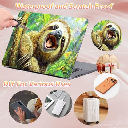 Laptop Skin Sticker Decal 12" 13" 13.3" 14" 15" 15.6",Waterproof Scratch Resistant Vinyl,Reusable Easy to Apply,for MacBook HP Dell Notebooks Netbooks Laptop,2 Wrist Pads,Cute Sloth Tree - color: Cute Sloth Tree