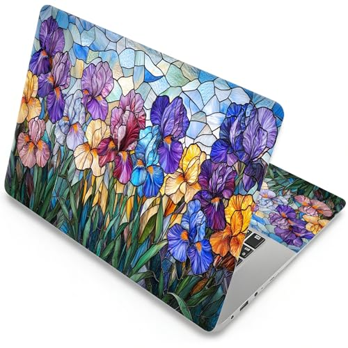 Universal Laptop Skin, DIY Cut-to-Fit Vinyl Cover Compatible with HP, Dell, Lenovo, Mac (13.3" to 15.6"), Anti-Scratch, No Residue & Bubble-Free Protective Decal Sticker, Stained Glass Iris - color: Stained Glass Iris