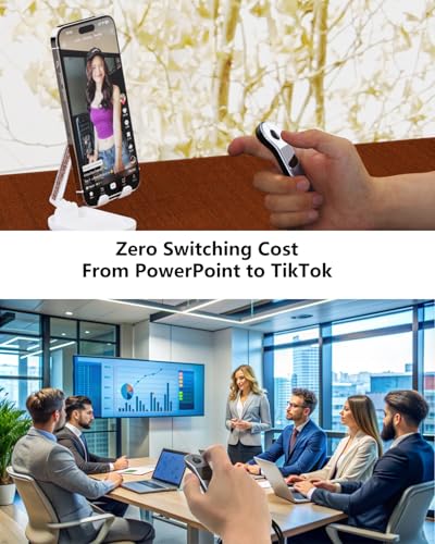 Air Mouse Bluetooth Rechargeable Presenter with Touchpad, Remote Control for PowerPoint/Keynote/TikTok/Camera/Kindle App, Applicable for PC/iOS/Android (Silver) - color: Silver