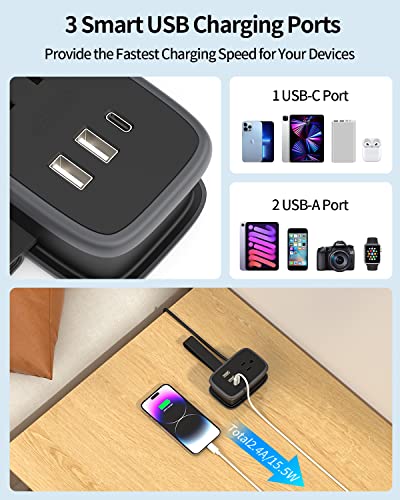 Travel Power Strip with USB C Port, NTONPOWER Small with Flat Plug,Multi Plug Travel Extension Cord Portable Power Strip with 2 Outlets 3 USB (1 C), for Cruise Home Essentials - size: 2 Outlets 1 USB-C 2 USB-A