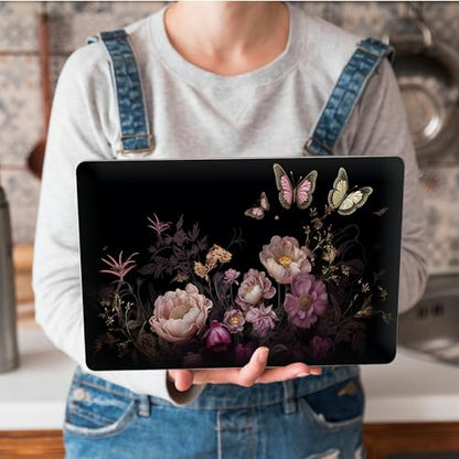 Universal Laptop Skin Sticker with 2 Wrist Pad Skins, Waterproof Scratch Resistant Vinyl Laptop Cover Decal, Cut to Fit for 11–15.6 Inch MacBook HP Dell Lenovo, Garden Flowers Butterflies - color: Garden Flowers Butterflies