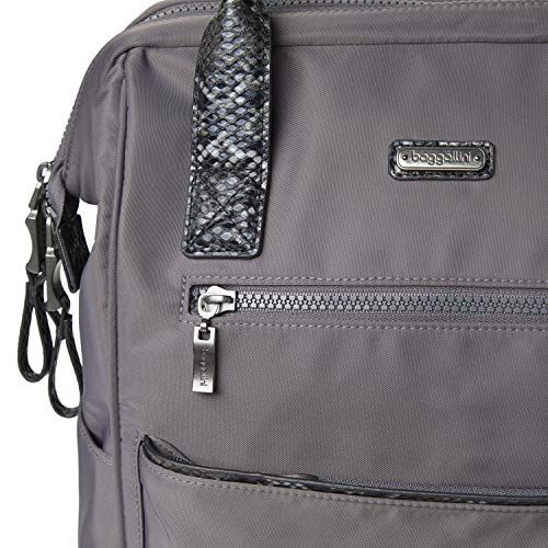 Baggallini Soho Backpack - Travel Laptop Backpack for Women - Lightweight Water-Resistant Luggage Bag, Smoke/Faux Python - color: Smoke/Faux Python