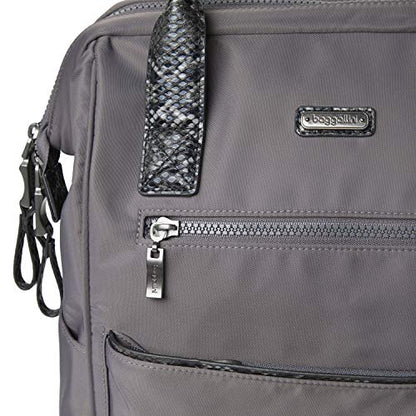 Baggallini Soho Backpack - Travel Laptop Backpack for Women - Lightweight Water-Resistant Luggage Bag, Smoke/Faux Python - color: Smoke/Faux Python