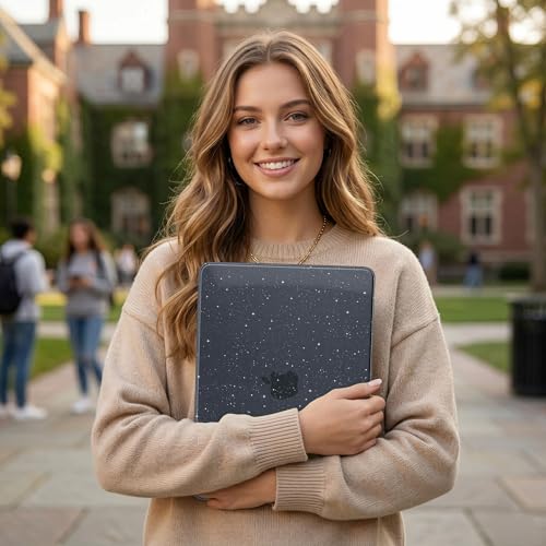 DONGKE Glitter Case for MacBook Neo 13 Inch 2026 (Model A3404 | A18 Pro Chip) | Clear Sparkly Hard Shell Cover with Screen Protector & Keyboard Cover & 2 USB-C Adapters - Bling Black - color: Bling Black
