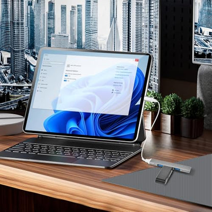 QAJOPFN 4 Ports USB C to USB Hub, Aluminum Type C to USB A 3.0 Adapter, Plug and Play USB Extender for MacBook Pro/Air, Laptop, Keyboard and Mouse