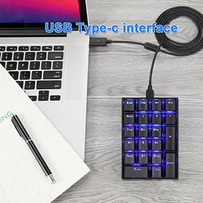 MOTOSPEED K23 Mechanical Numeric Keypad Red Switch Wired 21 Keys Mini Numpad Portable Gaming Keypad Extended Layout for Cashier - color: black
