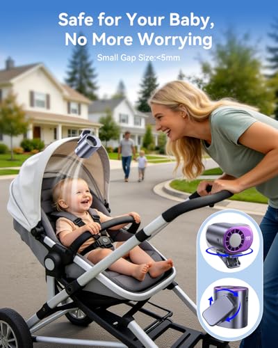 Clip-On Portable Fan with Ice Cooling, 20000 RPM Rechargeable Handheld Turbo Fan, 360° Rotating Detachable Clip, Mini Stroller Fan for Baby, Compact Travel Essentials, Summer Gifts for Women,Grey - color: Grey