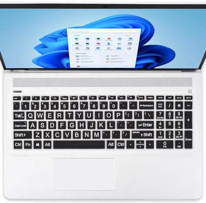Keyboard Cover for HP 15.6" Laptop15-dw 15-dy 15-ef 15-cc/cs 15t-dw400 15-dy5033dx 15-dy5131wm 15-dy5073dx 15-dy5399nr dy5599nr 15-dy2703dx dy2702dx 15-ef2099nr 15-ef2130wm 15-dw1083wm Skin,Black - color: Black(Large Letters)