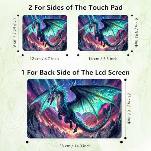 Laptop Skin Sticker Decal, Universal Reusable Vinyl Laptop Cover for 12" 13" 13.3" 14" 15" 15.4" 15.6" Notebook PC, Waterproof Scratch-Resistant with 2 Wrist Pads, Easy to Apply & Remove,K Dragon - color: K Dragon