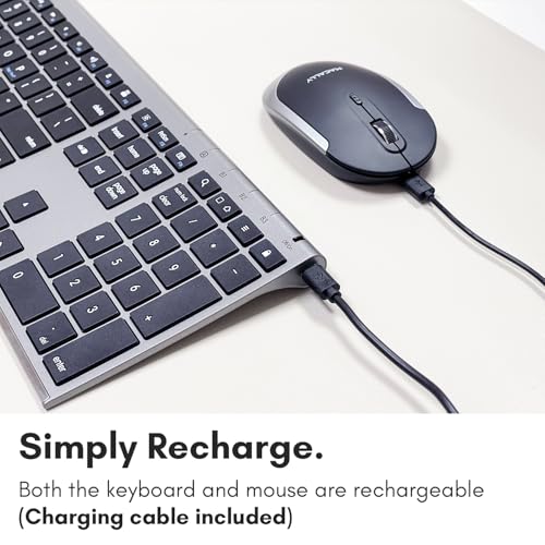 Macally Premium Bluetooth Keyboard and Mouse for Mac | Compatible Wireless Apple Keyboard and Mouse Combo (110 Keys Multi-Device Rechargeable) for MacBook Pro/Air and iMac - Space Gray - color: Space Gray