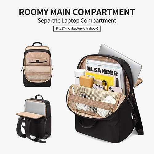 GOLF SUPAGS Travel Laptop Backpack for Women Anti Theft Slim Durable College Bookbag Business Computer Bag Fit 17Inch Notebook (Black, 17Inch) - color: Black, size: 17 Inch