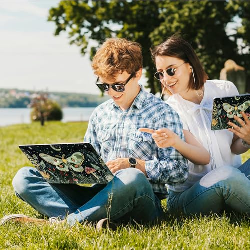 Universal Laptop Skin Sticker with 2 Wrist Pad Skins, Waterproof Scratch Resistant Vinyl Laptop Cover Decal, Cut to Fit for 11–15.6 Inch MacBook HP Dell Lenovo, Moth Butterfly Moon - color: Moth Butterfly Moon