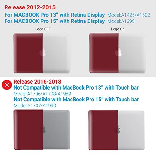 IBENZER Compatible with MacBook Pro 13 Inch Case 2015 2014 2013 end 2012 A1502 A1425, Hard Shell Case with Bag & Keyboard Cover & Screen Film for Old Version Mac Pro Retina 13, Wine Red, R13-WR+3SP - color: Wine Red
