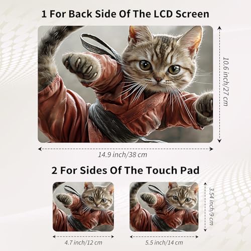 Laptop Skin Sticker 3-Piece Set,Cute Cats | Trim-to-fit 3-piece vinyl set with one 15 x 10.6 in lid skin and two palm-rest decals for many 12-15.6 in laptops - color: Cute Cats
