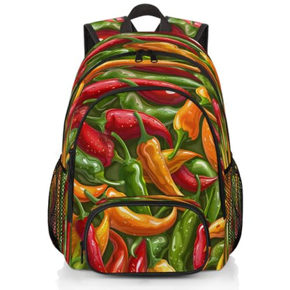 Vegetables Laptop Backpack for Women Men, 18.3 Inch Travel Work Backpacks, Chili Peppers Waterproof Computer Casual Daypack Nurse Teacher Bags - color: Multicolor 20