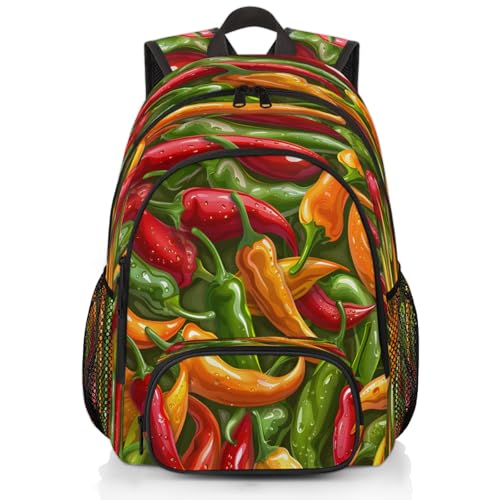 Vegetables Laptop Backpack for Women Men, 18.3 Inch Travel Work Backpacks, Chili Peppers Waterproof Computer Casual Daypack Nurse Teacher Bags - color: Multicolor 20