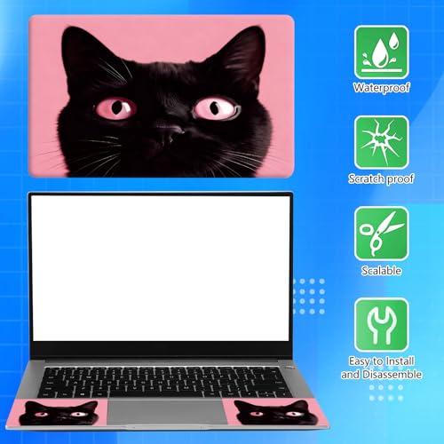 Universal Laptop Skin Sticker Decal for 11.6”12" 13" 13.3" 14" 15" 15.4" 15.6" Reusable Waterproof Scratch-Scratch Resistant Protective Vinyl Laptop Notebook Skin Stickers - Black Cat Pink - color: Black Cat Pink