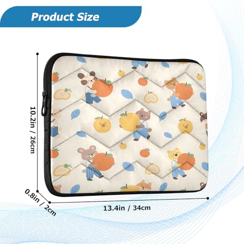 Cute Animal Fruit Padded Laptop Sleeve Case 13 Inch Soft Quilted Laptop Bag Waterproof Computer Sleeves - color: Cute Animal Fruit, size: Medium