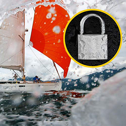 Stainless Steel Pin Tumbler Padlock, 304 Marine Series, Weatherproof Padlock for Outdoor use, 1-9/16 inch Wide Body, Keyed Different - Stainless Steel Body & Shackle - color: FUPS140