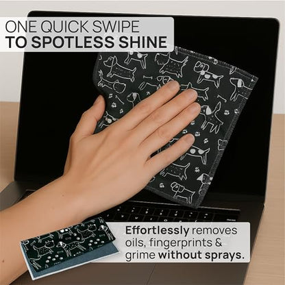 Microfiber Wholesale Quick Cloth Glasses Cleaning Cloths – 8x8 Dogs 1 Pack | with Case | Double-Sided Lens Cleaner for Eyeglasses, Camera, Screens & Glass | Reusable Microfiber Glass Polishing Cloths - color: Dogs, size: 8"x8"