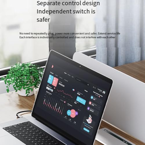 9 In1USB C Hub Aluminum Port USB 3.0 Data Hub Splitter Individual On/Off Switches for Pc Laptop US Plug