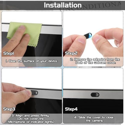50 PCS Webcam Cover Slide, 0.023 Inch Ultra-Thin Universal Web Camera Cover for Laptop, Computer, Phone–Secure Privacy with Smooth-Sliding Camera Cover(Black) - color: Black