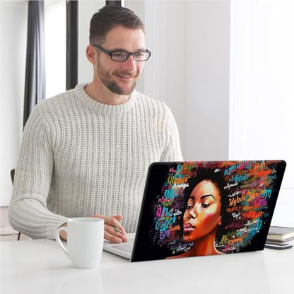Universal Laptop Skin, DIY Cut-to-Fit Vinyl Cover Compatible with HP, Dell, Lenovo, Mac (13.3" to 15.6"), Anti-Scratch, No Residue & Bubble-Free Protective Decal Sticker, Afro Girl Graffiti - color: Afro Girl Graffiti
