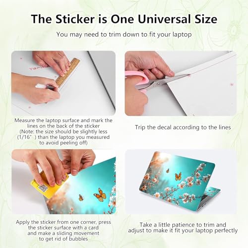 Laptop Skin Sticker Decal, Universal Reusable Vinyl Laptop Cover for 12" 13" 13.3" 14" 15" 15.4" 15.6" Notebook PC, Reusable Waterproof Scratch-Resistant with 2 Wrist Pads,Butterfly Flower - color: Butterfly Flower