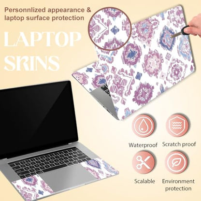 SUPERDANT Laptop Skin Stickers Laptops Cover Decals Notebook PC Computer Art Protector Universal Reusable Waterproof Vinyl Art Decal Fits 12-15.6 inch Pink Watercolor Style Tribal Pattern Purple White - color: Purple+white