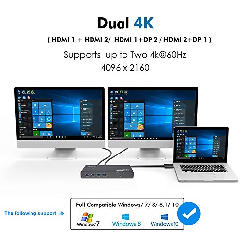 WAVLINK Universal Displaylink Docking Station Dual Monitor | 65W PD Charging for Laptop Windows/ Mac, MacBook Neo/ Air/ Pro,Dual HDMI/ DisplayPort,Gigabit Ethernet, 6 USB 3.0, Audio/Mic
