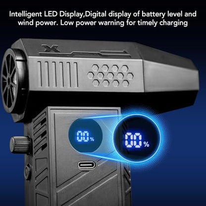 Compressed Air Duster, 150000 RPM Super Power Rechargeable Brushless Motor Cordless Turbo Fan with LED Display and Light Adjustable Jets Dry Cleaning Kit for PC Car Outdoor