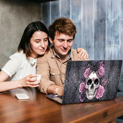 Universal Laptop Skin Sticker Decal, Compatible with MacBook HP Dell Lenovo 12"-15.6", Reusable Vinyl Notebook Cover 3PCS Set, High-Recognition Film-Pink Black Rose Skull - color: Pink Black Rose Skull