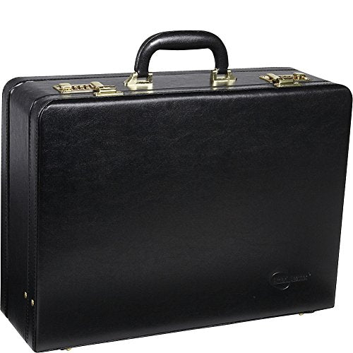 Amerilether Large Expandable Faux Leather Attachè Case (#2894-89) - color: Black