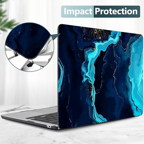 DONGKE for MacBook Air 13 Inch Case M5 2026 M4 2025 M3 M2 2024-2022 A3449 A3240 A3113 A2681, Plastic Hard Shell & Keyboard Cover & Screen Film for MacBook Air 13.6 Inch Case - Blue Marble - color: Blue Marble D077