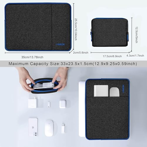 Hseok Laptop Case 13.3 14 inch Sleeve with Additional Case Compatible with MacBook Pro/Neo 14 inch M5/M4/M3/M2/M1 All Model of 13.3 Inch Mac Air/Pro, XPS 13 14 and More 13.3"-14" Notebooks,Bk-Blue - color: Black-blue