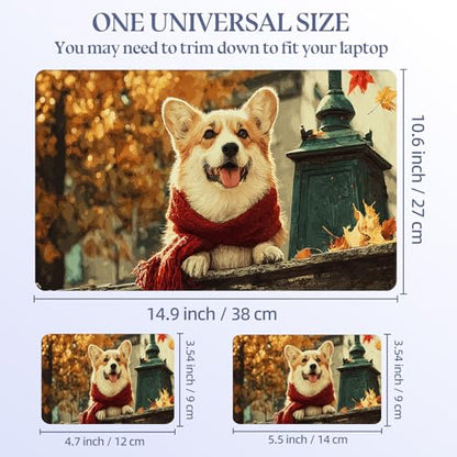 Universal Laptop Skin Sticker Decal,15.6 Inch Laptop Vinyl Cover for 13" 14" 15.6" Laptop,Scratch-Resistant Waterproof Protector Wrap,Reusable with Wrist Pads,Dog in Autumn Street - color: Dog in Autumn Street