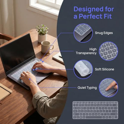 14 Inch Laptop Keyboard Cover Protector Universal for 14" Silicone Laptop Keyboard Cover Skin, Ultra Thin Waterproof Dustproof Silicone Protective Skin -Clear - size: small