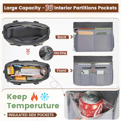 RAINSMORE Teacher Tote Bag 15.6 inch Laptop Bag for Women Work Bags Nurse Bag Lightweight Laptop Tote Computer Briefcase - color: Grey