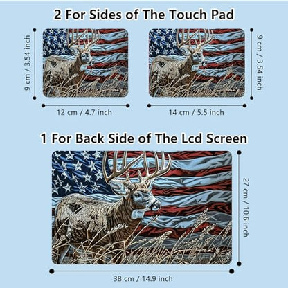 Universal Laptop Skin Sticker with 2 Wrist Pad Skins, Waterproof Scratch Resistant Vinyl Laptop Cover Decal, Cut to Fit for 11–15.6 Inch MacBook HP Dell Lenovo, Deer Flag - color: Deer Flag