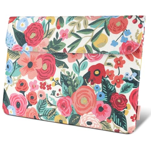 DOMISO 14 inch Laptop Case Sleeve Floral-Patterned Protective Cover Compatible with MacBook Air 15 M4 M3 M2,MacBook Pro,14-15 inch HP Dell ASUS Lenovo Chromebook,Computer Bag, Rose - size: 14 inch