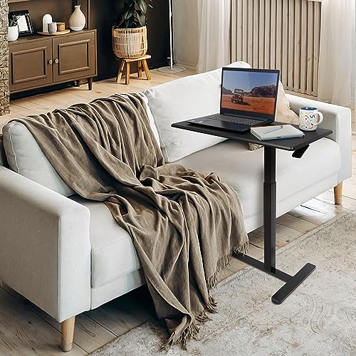 Mount-It! Hospital Overbed Table with Wheels, Adjustable Height, Black | Bedside Tray Table for Meals, Over the Bed Laptop Desk, Rolling Table for Eating, Reading, Working, or Recovery - color: Black
