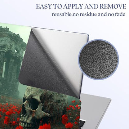 Universal Laptop Skin Sticker Decal,15.6 Inch Laptop Vinyl Cover for 13" 14" 15.6" Laptop,Scratch-Resistant Waterproof Protector Wrap,Reusable with Wrist Pads,Poppy Ruins Raven - color: Poppy Ruins Raven
