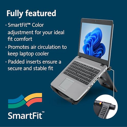 Kensington Adjustable Aluminum Laptop Stand for Desk, Ultra-Slim Lightweight Foldable Portable Notebook Holder, Anti-Slip Silicone Tablet Mount for 10"-17" Laptops and Tablets, Black K50428WW - style: Plastic