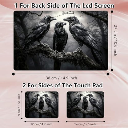 Laptop Skin Sticker Decal 12" 13" 13.3" 14" 15" 15.6",Waterproof Scratch Resistant Vinyl,Reusable Easy to Apply,for MacBook HP Dell Notebooks Netbooks Laptop,2 Wrist Pads,Black Crow Tree - color: Black Crow Tree