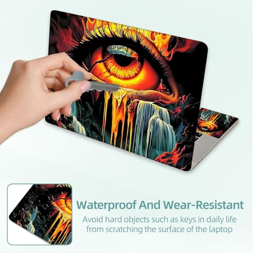 Universal Laptop Skin Decal, 3-Piece Vinyl Protector for 12 13 14 15.6" Notebook, Waterproof Anti-Scratch, Easy Trim & Bubble-Free Finish, Eye with a Waterfall - color: Eye with a Waterfall