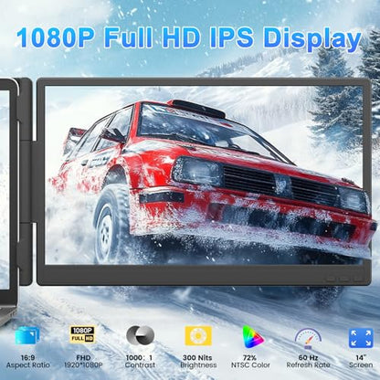 KEFEYA Laptop Screen Extender, 14" FHD 1080P IPS Dual Laptop Monitor Extender, Portable Monitor Plug & Play USB-C/HDMI/USB-A for 13"-17" Laptops, Work with Windows/MacBook/Switch/PS5 - size: Dual-14"