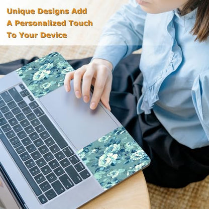 Universal Laptop Skin Sticker with 2 Wrist Pad Decals, 3-Piece Removable Vinyl Laptop Cover, Bright Flowers Waterproof Anti-Scratch, Easy-Trim Fit for 13.3" 14" 15.6" Laptops - color: Bright Flowers